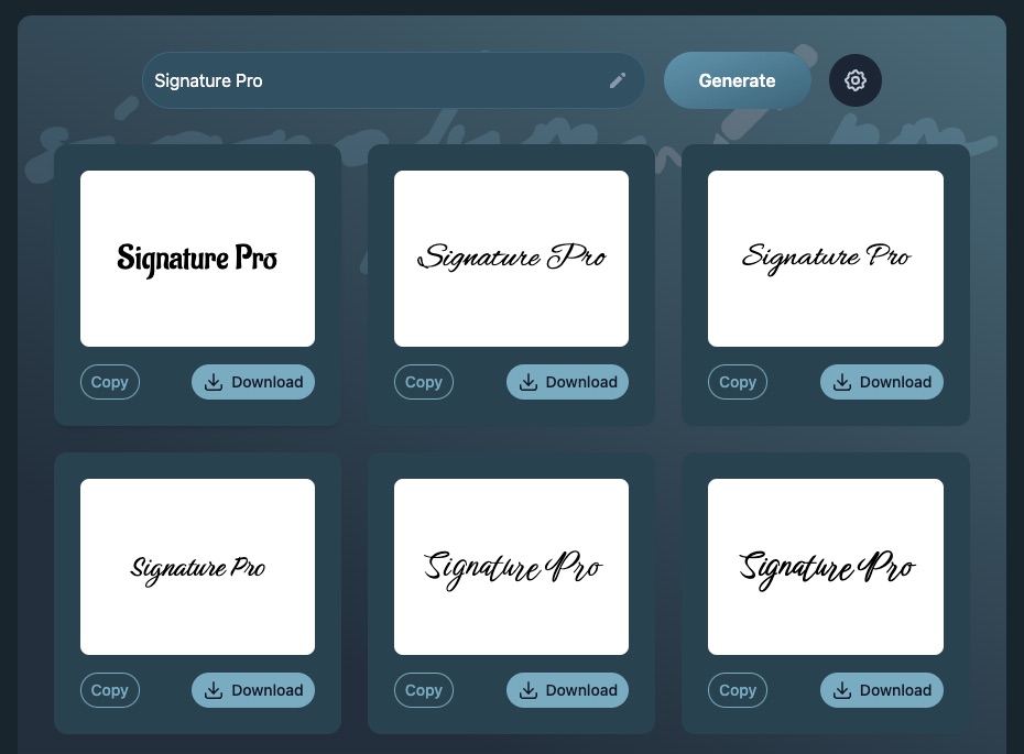 Type Signature Generator Interface